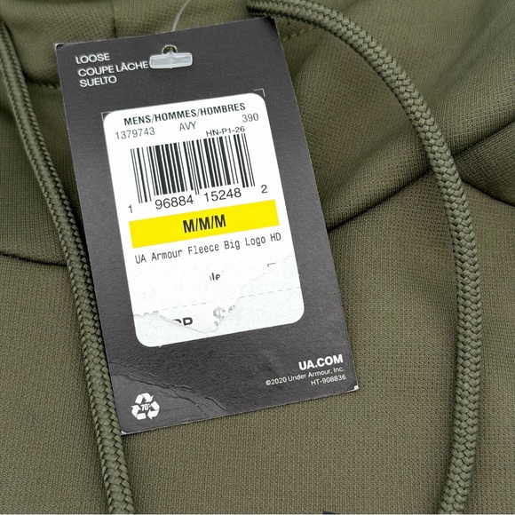 NWT New Under Armour Fleece Big Logo Mens Hoodie Size Medium M Sweatshirt Shirt - Picture 4 of 4